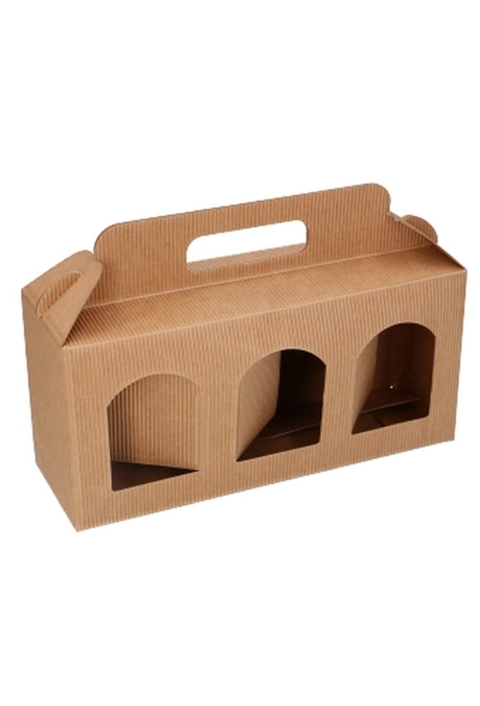 Geschenkdoos Flesjes 3 Dozza Rib Naturel 25x8x12cm 10stuks