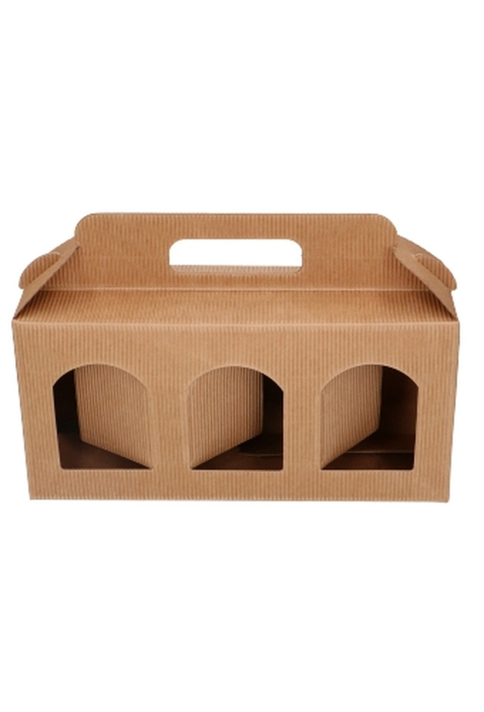 Geschenkdoos Flesjes 3 Dozza Rib Naturel 25x8x12cm 10stuks