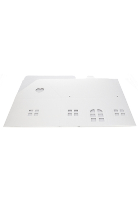 Geschenkdoos Huisje Wit Met Relief & Koord 33x25x19cm 20stuks OP IS OP