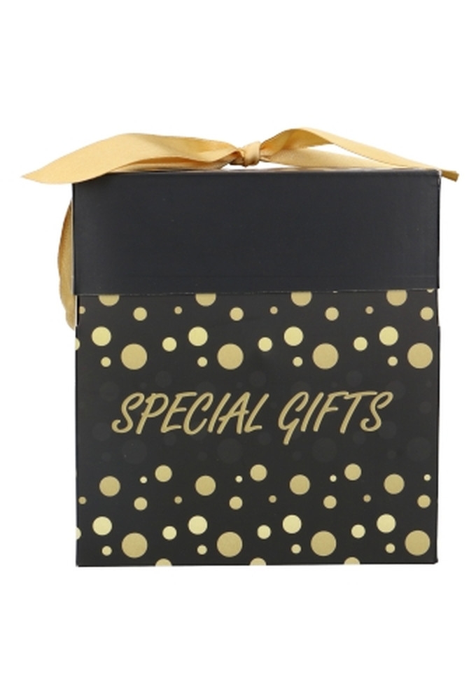Geschenkdoos Regalo Special Gifts Dots FSC® & Goud Lint 15x15x15cm 25stuks