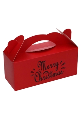 Geschenkdoos met Handgreep Merry Christmas Rood 20x8x9cm 24stuks