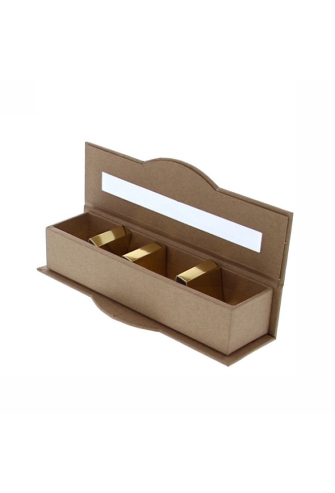 Geschenkdoosje Venster 4 pralines langwerpig kraft 17x5.5x4cm 20stuks