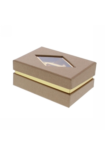 Geschenkdoosje Venster rechthoekig kraft 12.5x9.5x5.5cm 20stuks