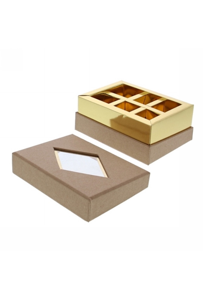 Geschenkdoosje Venster rechthoekig kraft 12.5x9.5x5.5cm 20stuks
