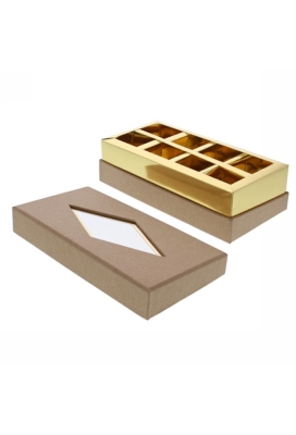 Geschenkdoosje Venster rechthoekig kraft 19x9.5x5.5cm 10stuks