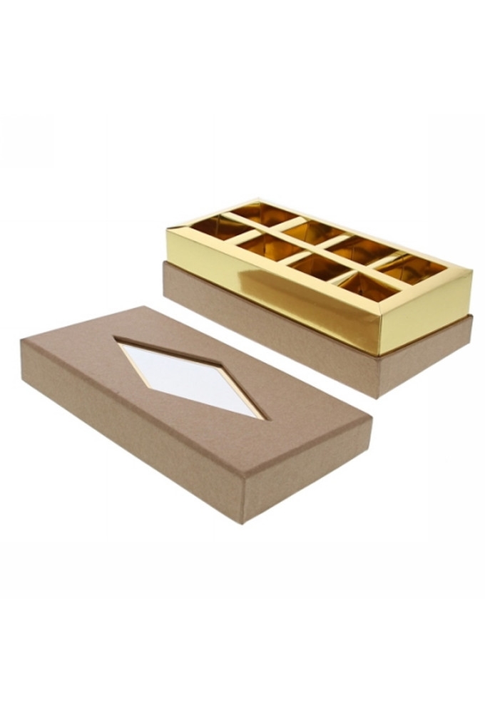 Geschenkdoosje Venster rechthoekig kraft 19x9.5x5.5cm 10stuks