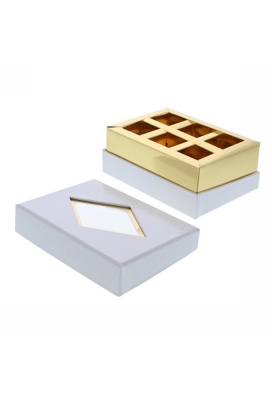 Geschenkdoosje Venster rechthoekig wit 12.5x9.5x5.5cm 20stuks