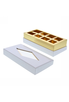 Geschenkdoosje Venster rechthoekig wit 19x9.5x5.5cm 10stuks