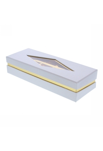 Geschenkdoosje Venster rechthoekig wit 24.5x9.5x5.5cm 10stuks