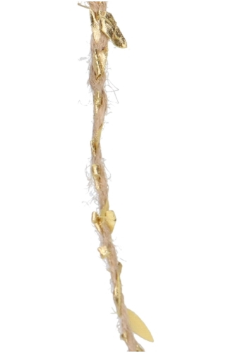 Geschenklint Koord Jute Naturel  & Goud Leaves 3mm x 10meter