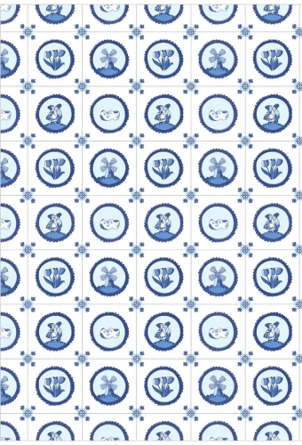 Geschenkpapier Kraft Wit Delfts Blauw 80gr 50cm x 150meter