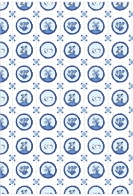Geschenkpapier Kraft Wit Delfts Blauw 80gr 50cm x 150meter