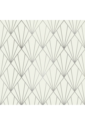 Geschenkpapier Metallised Creme Silver art deco 70cm x 100meter