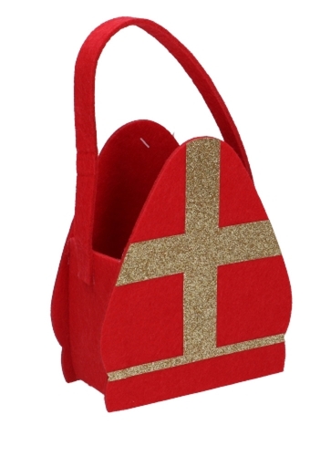 Geschenktasje Vilt Sinterklaas Mijter 13.5x6.5x21cm 1stuks