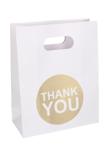 Geschenktasjes Met Handgreep Mocona Thank You Wit 19x9x24.5cm 12stuks