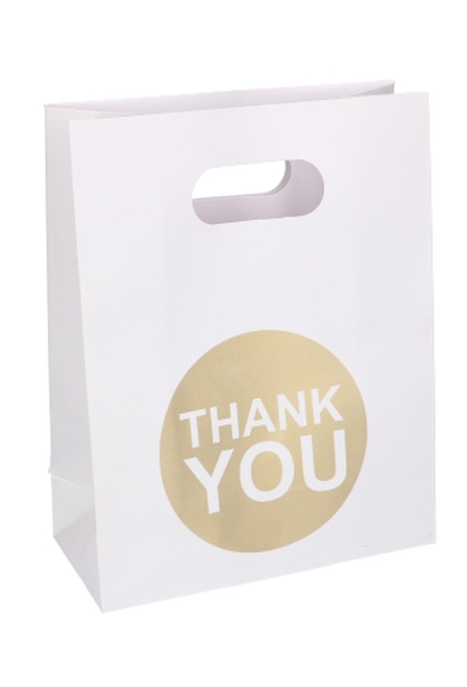 Geschenktasjes Met Handgreep Mocona Thank You Wit 19x9x24.5cm 12stuks