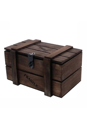 Geschenkverpakking Houten Kistje Fragile Bruin 19x11.5x11cm 8st