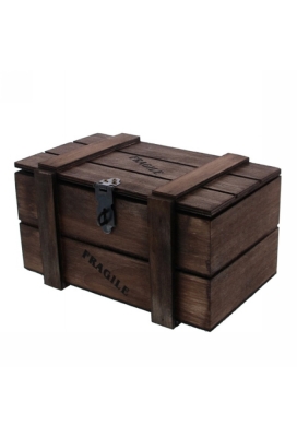 Geschenkverpakking Houten Kistje Fragile Bruin 19x11.5x11cm 8st