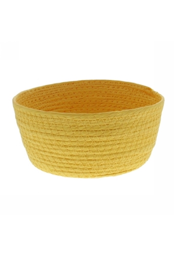 Geschenkverpakking Mand rond hoog papierkoord geel 19.5x19.5x9cm 10st