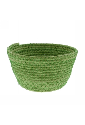 Geschenkverpakking Mand rond hoog papierkoord groen 15.5x15.5x8cm 10st