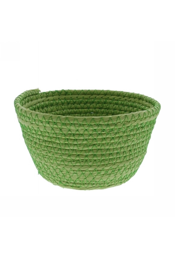 Geschenkverpakking Mand rond hoog papierkoord groen 15.5x15.5x8cm 10st