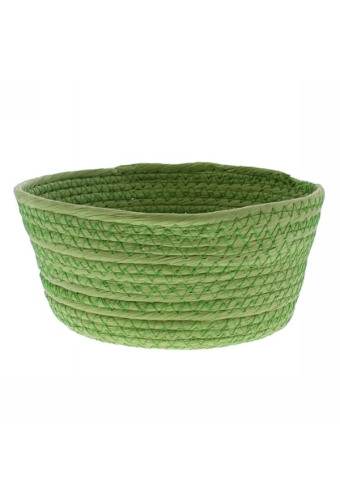Geschenkverpakking Mand rond hoog papierkoord groen 19.5x19.5x9cm 10st