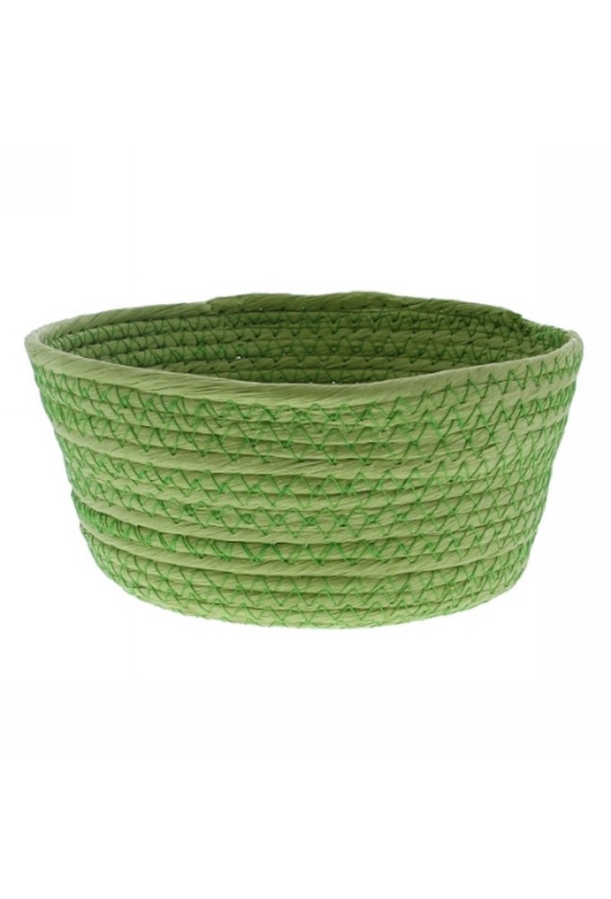 Geschenkverpakking Mand rond hoog papierkoord groen 19.5x19.5x9cm 10st
