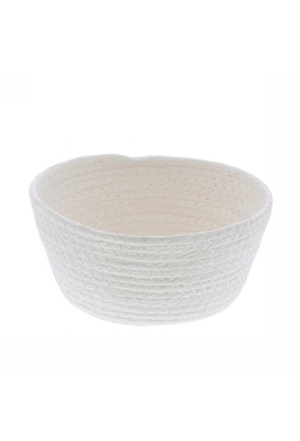 Geschenkverpakking Mand rond hoog papierkoord wit 15.5x15.5x8cm 10st