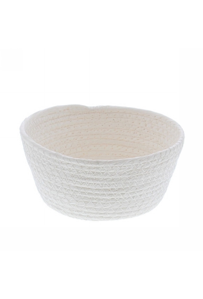 Geschenkverpakking Mand rond hoog papierkoord wit 15.5x15.5x8cm 10st