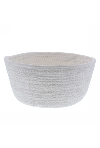 Geschenkverpakking Mand rond hoog papierkoord wit 19.5x19.5x9cm 10st