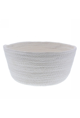 Geschenkverpakking Mand rond hoog papierkoord wit 19.5x19.5x9cm 10st