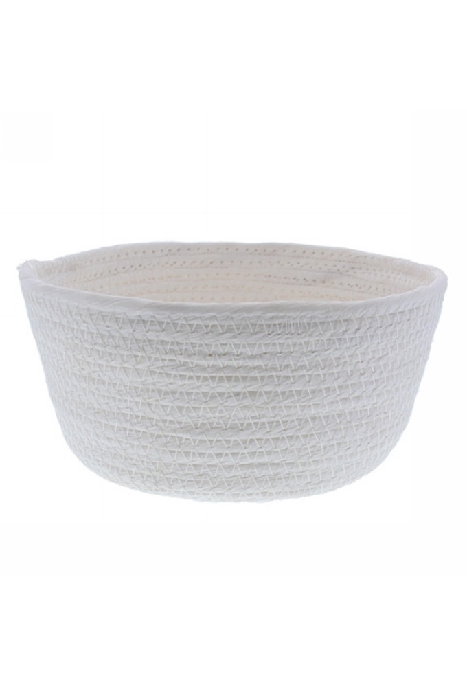 Geschenkverpakking Mand rond hoog papierkoord wit 19.5x19.5x9cm 10st