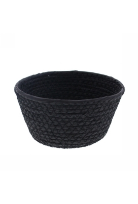 Geschenkverpakking Mand rond hoog papierkoord zwart 15.5x15.5x8cm 10st