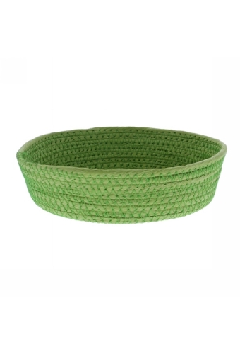 Geschenkverpakking Mand rond laag papierkoord groen 21x21x5cm 10stuks