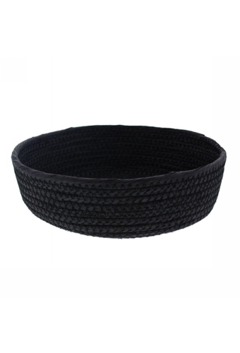 Geschenkverpakking Mand rond laag papierkoord zwart 21x21x5cm 10stuks