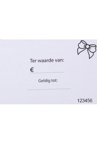 Giftcard Wit 8.5x5.3cm Met Controle Kaartje 25stuks