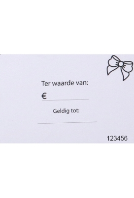 Giftcard Wit 8.5x5.3cm Met Controle Kaartje 25stuks