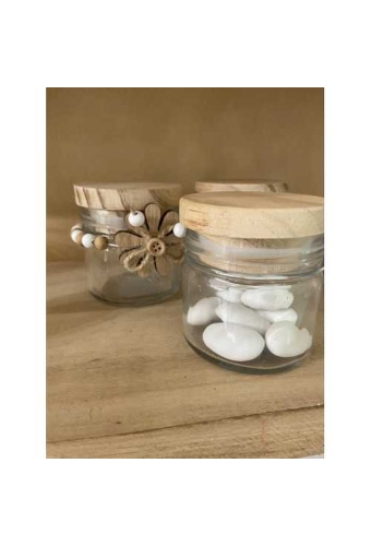 Glazen Potje Rond Model Douro Met Houtendop 6.5x7.2cm 12stuks