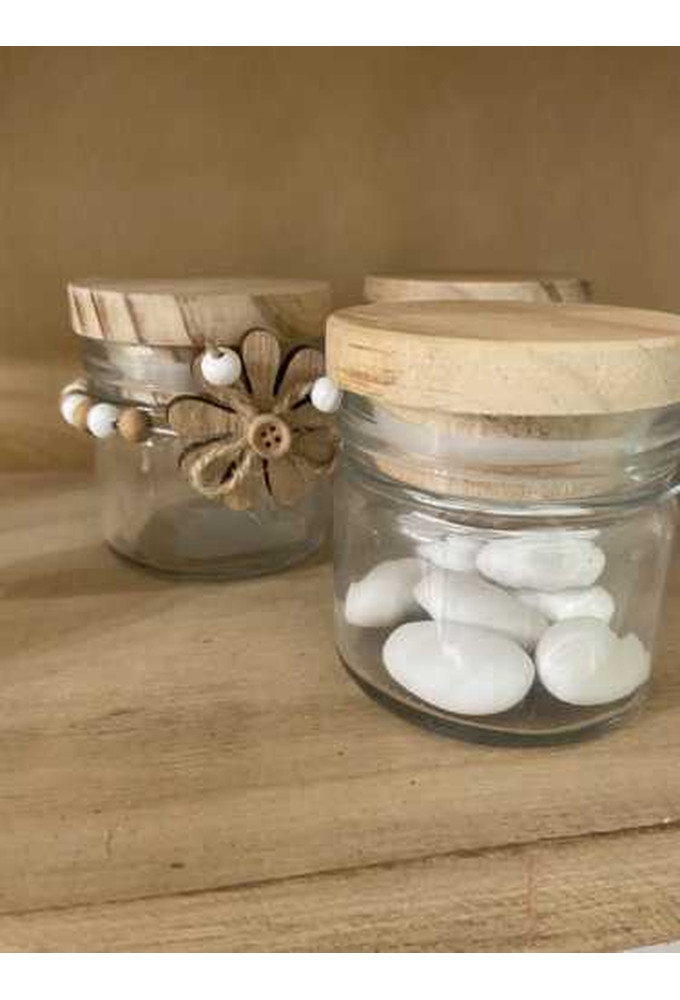Glazen Potje Rond Model Douro Met Houtendop 6.5x7.2cm 12stuks