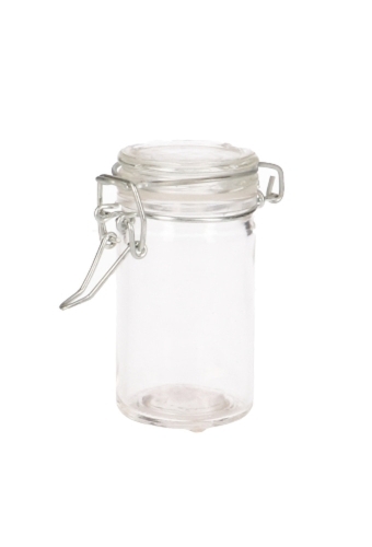 Glazen Weckpotje Rond Met Deksel & Zinken Beugel 4.5x4.5x8.5cm 6 stuks