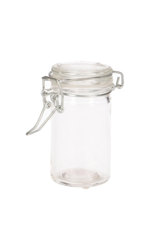Glazen Weckpotje Rond Met Deksel & Zinken Beugel 4.5x4.5x8.5cm 6 stuks
