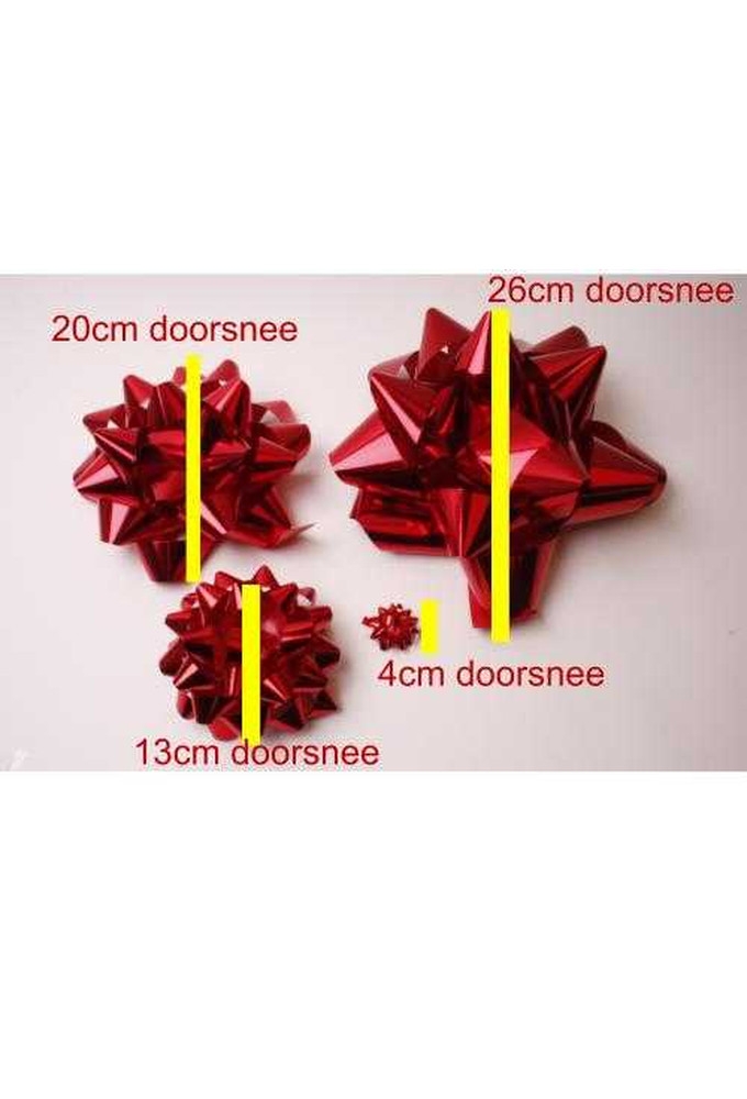 Grote Bow Strik Rood Metallic Met Plakker 26cm Doorsnee