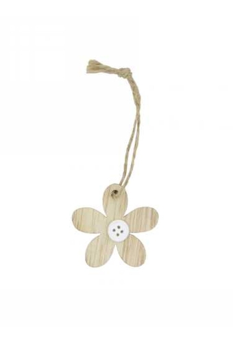 Houten Deco Flower Naturel & Koordje 4.5cm 24stuks