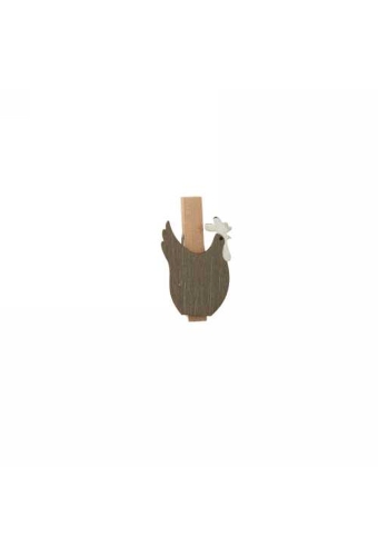 Houten Deco Knijper Kip Bruin 2.2 x 4cm 8stuks OP IS OP