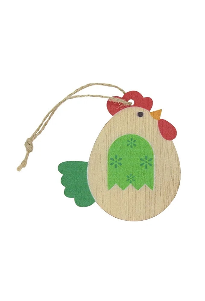 Houten Deco Kuiken Naturel & Koordje  6.3 x 7cm 24stuks