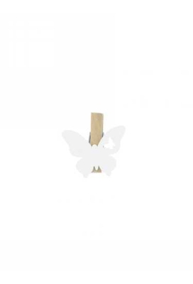 Houten Deco Naturel Knijper Met Vlinder Wit 3 x 3.5cm 36stuks