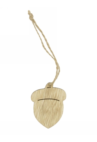 Houten Decoratie Eikeltje Met koord 5.2x4cm 24stuks