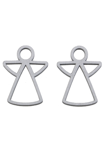 Houten Decoratie Engel Open Zilver Hanger 6cm 100stuks