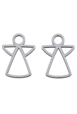 Houten Decoratie Engel Open Zilver Hanger 6cm 100stuks