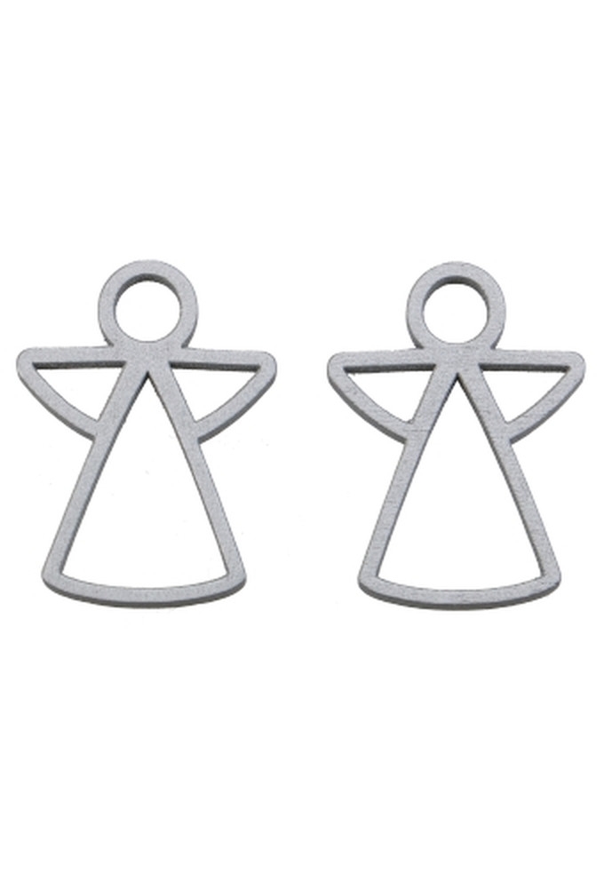 Houten Decoratie Engel Open Zilver Hanger 6cm 100stuks